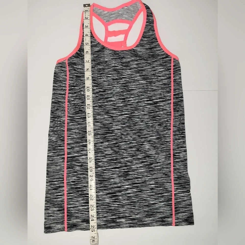 Feathers Maternity heather grey & neon pink ladder racerback tank top - Picture 3 of 6